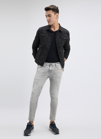 Men Grey Skinny Fit Mid Rise Ankle Length Jeans 