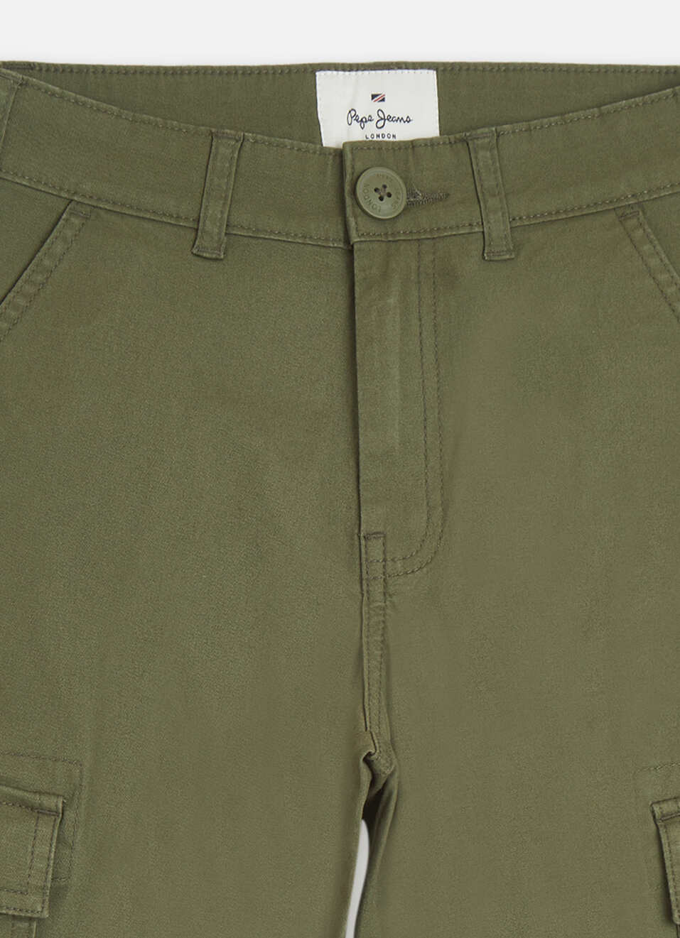 Boys Olive Mid Rise Lightweight Stretch Cargo Pants, , large image number 2