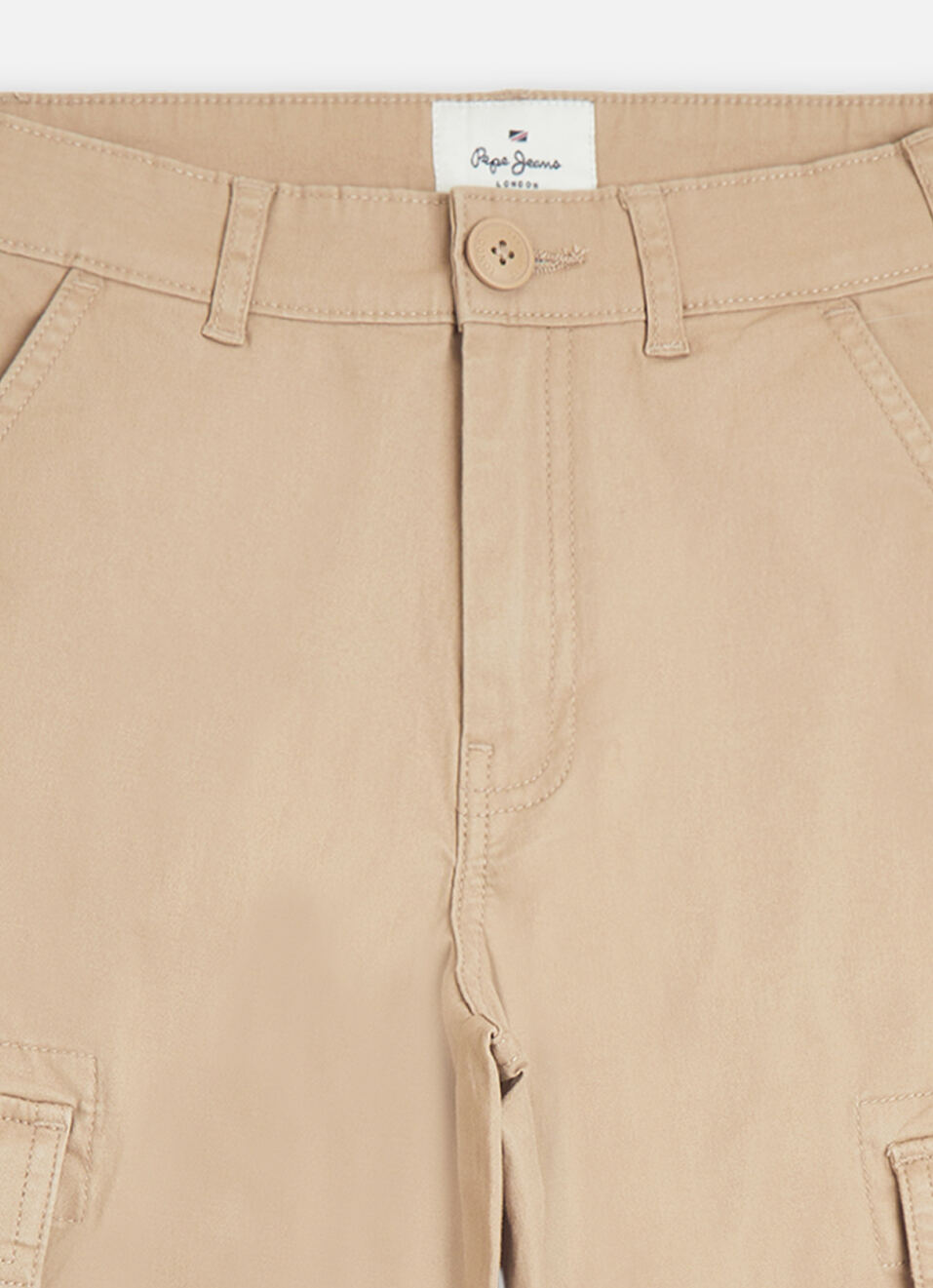 Boys Khaki Mid Rise Lightweight Stretch Cargo Pants, , large image number 2