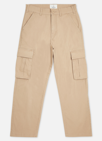 Boys Khaki Mid Rise Lightweight Stretch Cargo Pants
