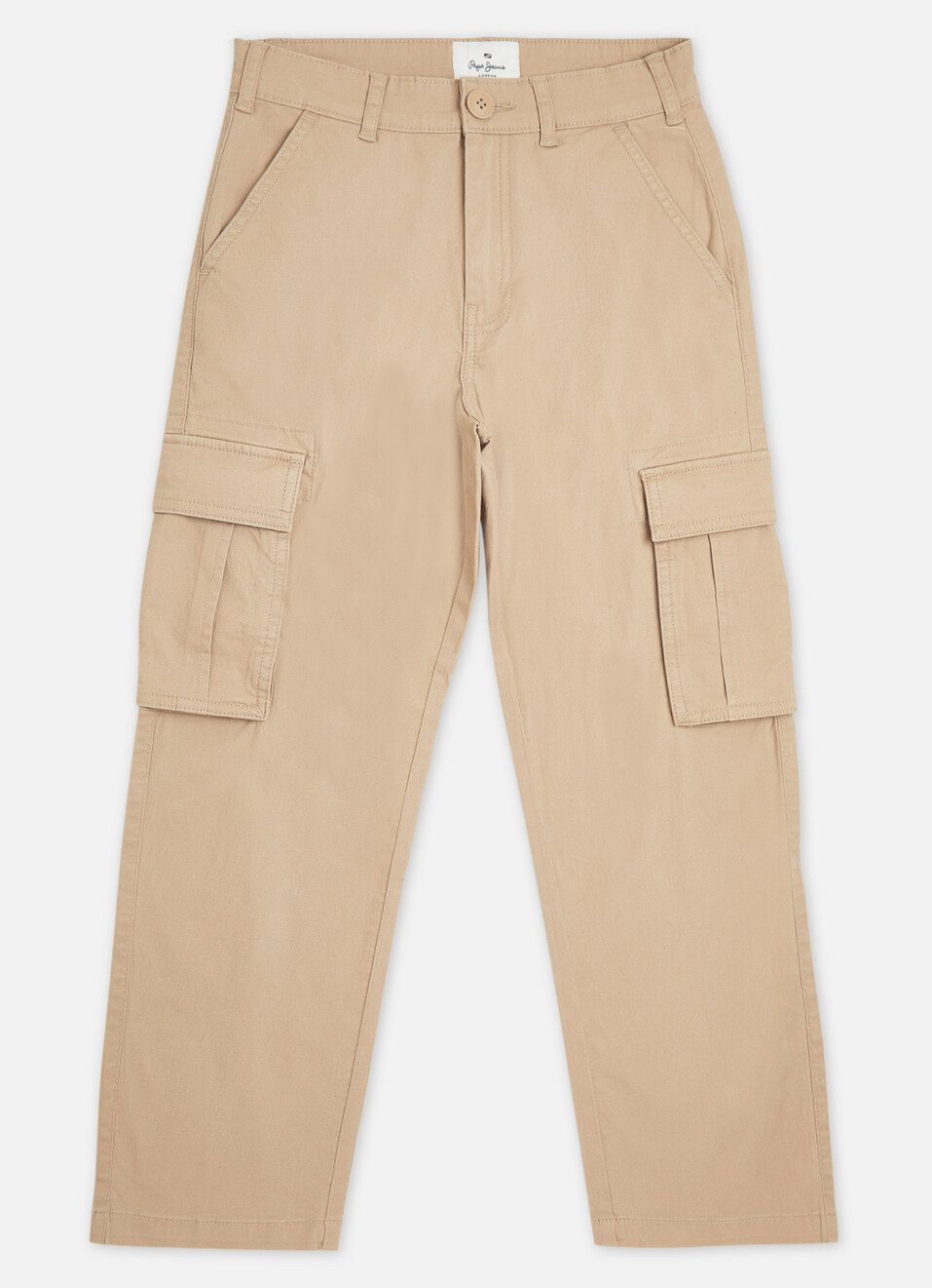 Boys Khaki Mid Rise Lightweight Stretch Cargo Pants, , large image number 0