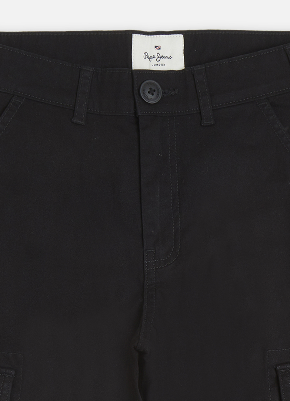 Boys Black Mid Rise Lightweight Cargo Pants, , large image number 2