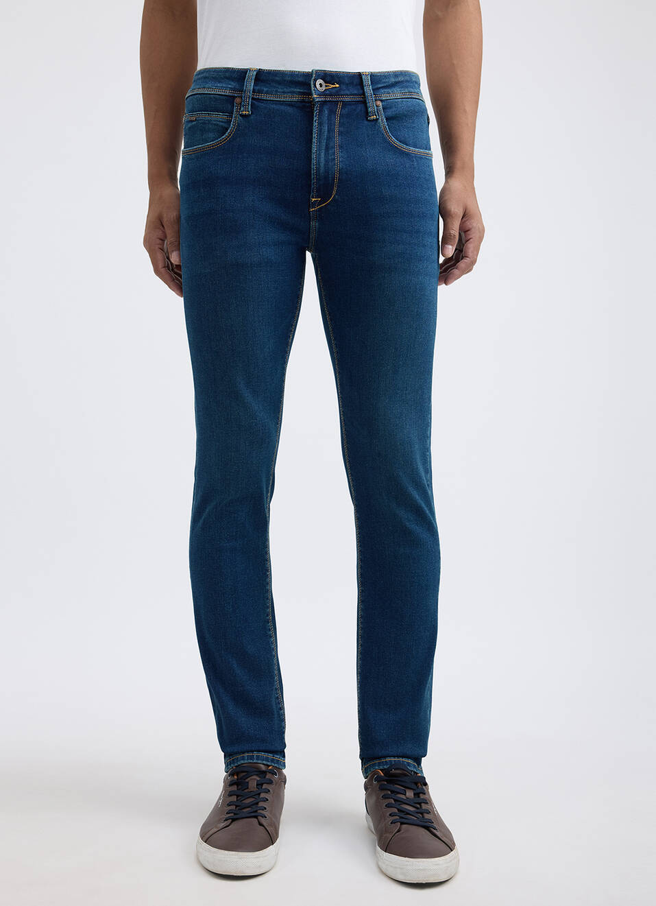 Men Blue Low Rise Skinny Powerflex Extra Stretchable Jeans, , large image number 5