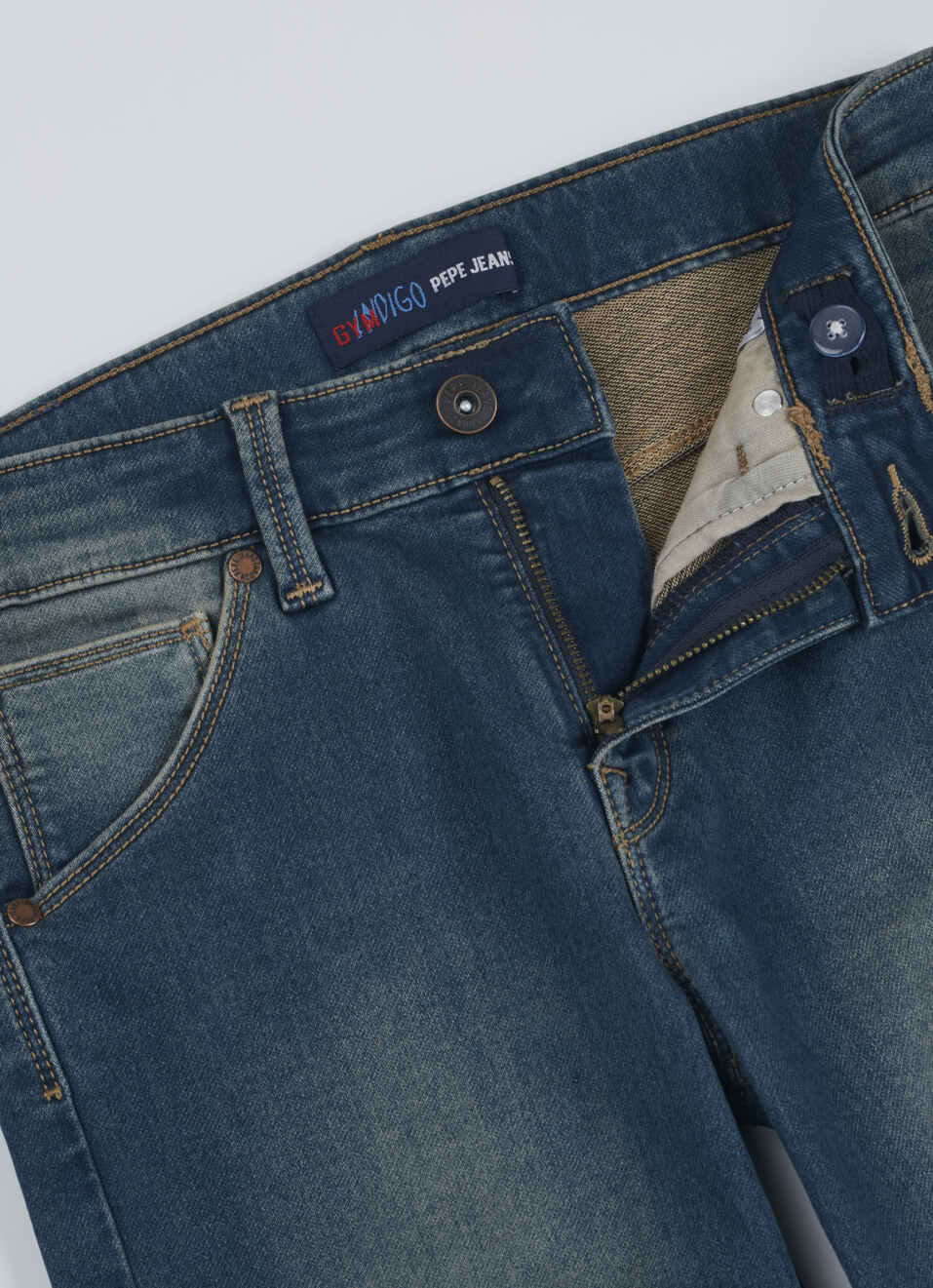 Boys Skater Blue Mid Rise Straight Leg Gymindigo Jeans, , large image number 2