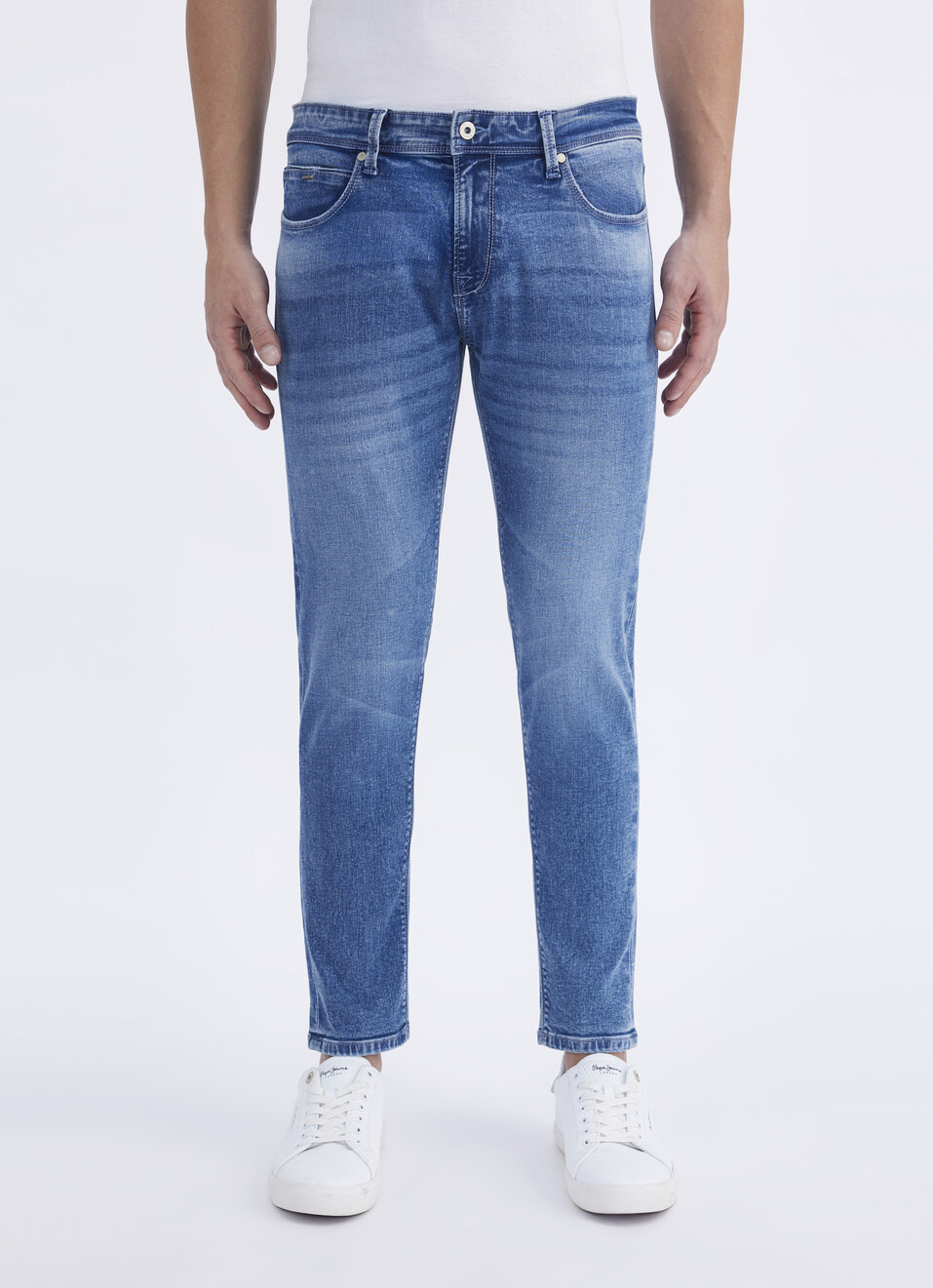 Men Blue Mid Rise Skinny Ankle Length Powerflex Jeans, , large image number 1