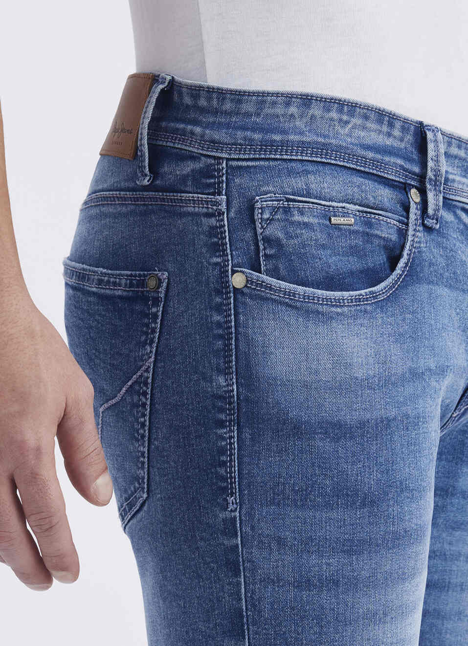 Men Blue Mid Rise Skinny Ankle Length Powerflex Jeans, , large image number 4