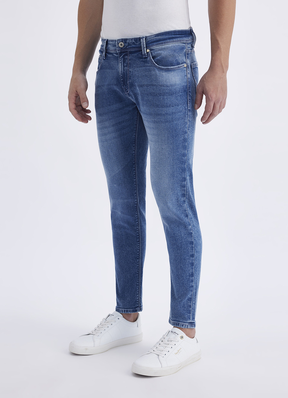 Men Blue Mid Rise Skinny Ankle Length Powerflex Extra Stretchable Jeans, , large image number 5