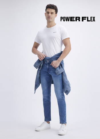 Men Blue Mid Rise Skinny Ankle Length Powerflex Jeans