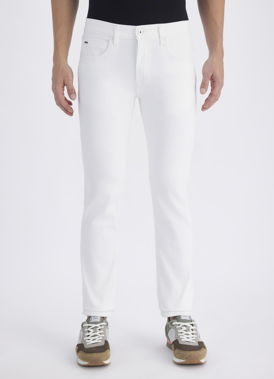Men White Mid Rise Slim Powerflex Jeans, , large image number 1