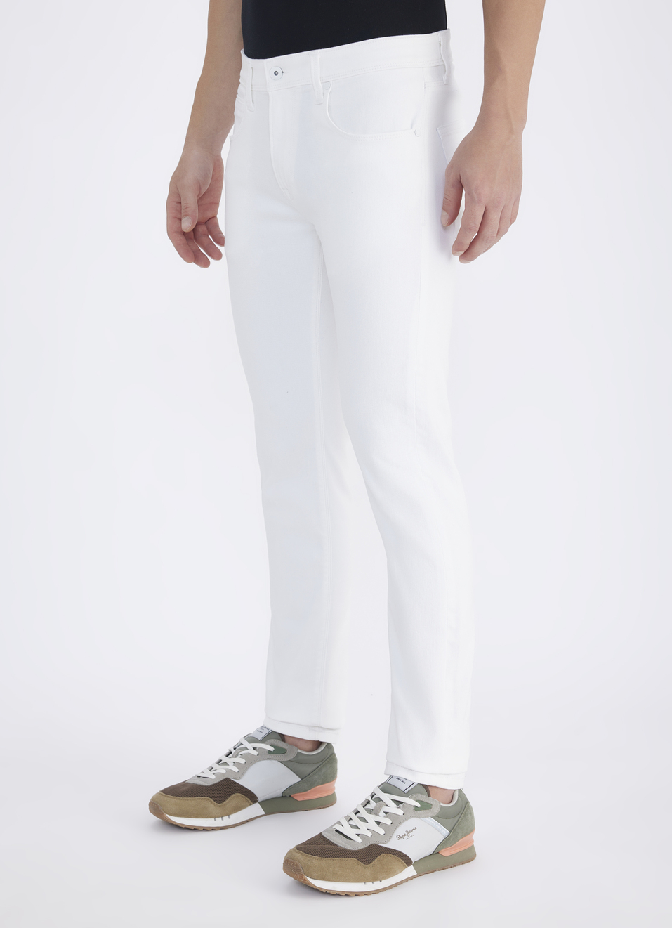 Men White Mid Rise Slim Powerflex Jeans, , large image number 3