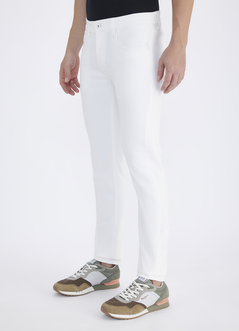 Men White Mid Rise Slim Powerflex Jeans, , large image number 5