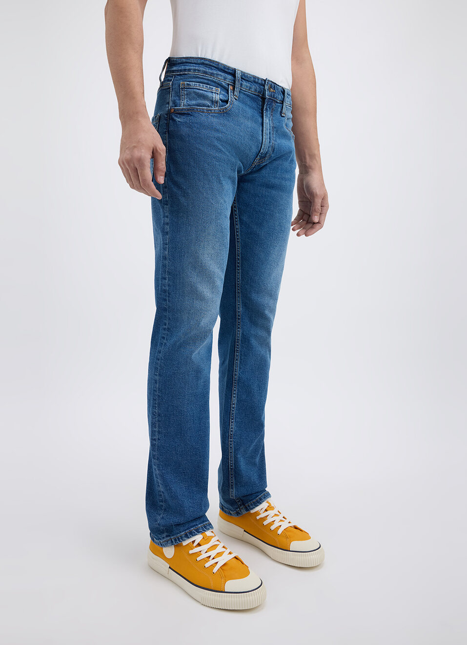 Men Blue Straight Fit Mid Rise Jeans, , large image number 6