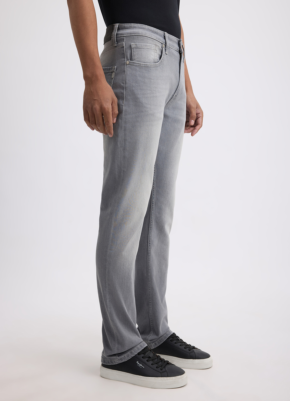 Men Grey Regular Fit Mid Rise All Climate Streachable Jeans, , large image number 6