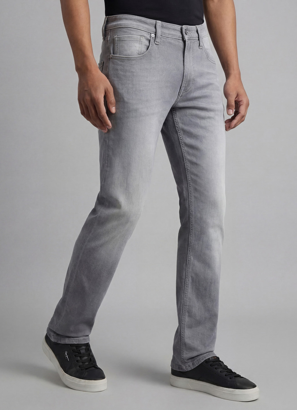 Men Grey Regular Fit Mid Rise All Climate Streachable Jeans, , large image number 0