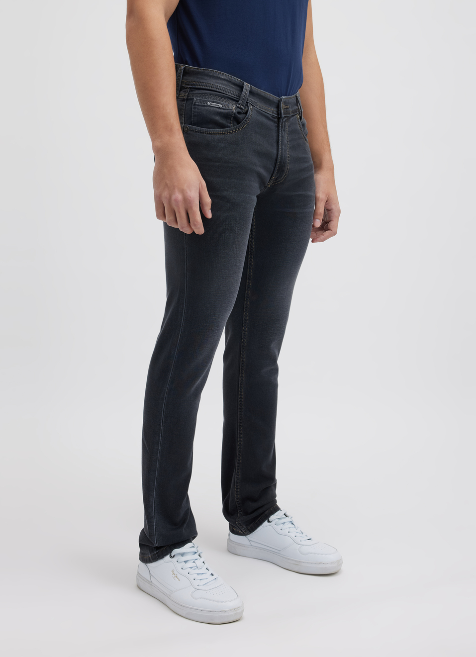 Men Dark Blue Mid Rise Slim Jeans, , large image number 3