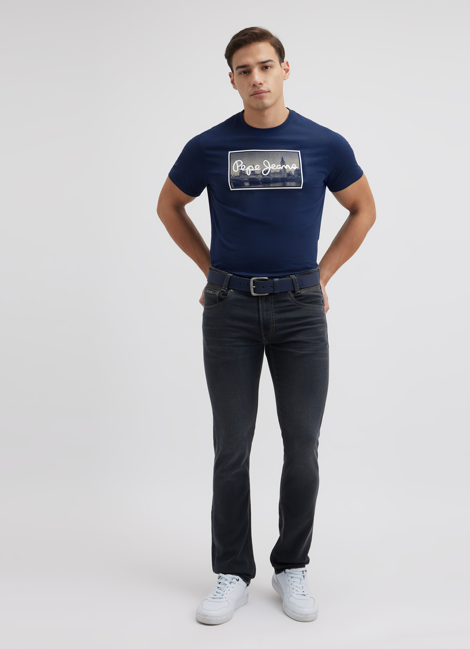 Men Dark Blue Mid Rise Slim Jeans, , large image number 5