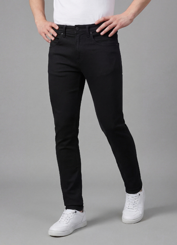 Men Black Mid Rise Tapered Gymindigo Jogger Like Jeans