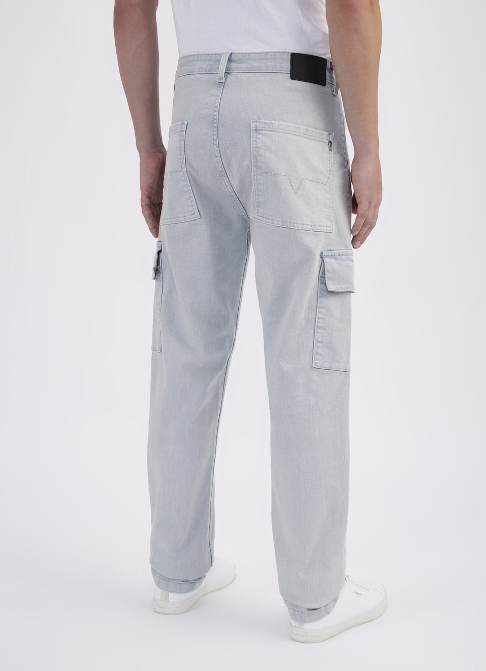 Men Blue Mid Rise Straight Cargo Jeans, , large image number 3