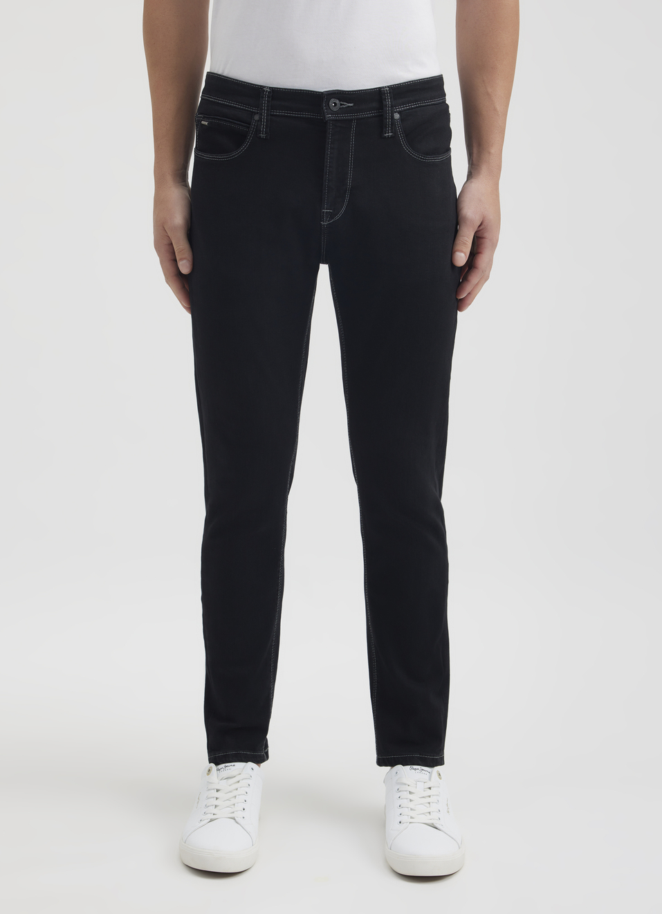 Men Black Mid Rise Skinny Ankle Length Powerflex Jeans, , large image number 1