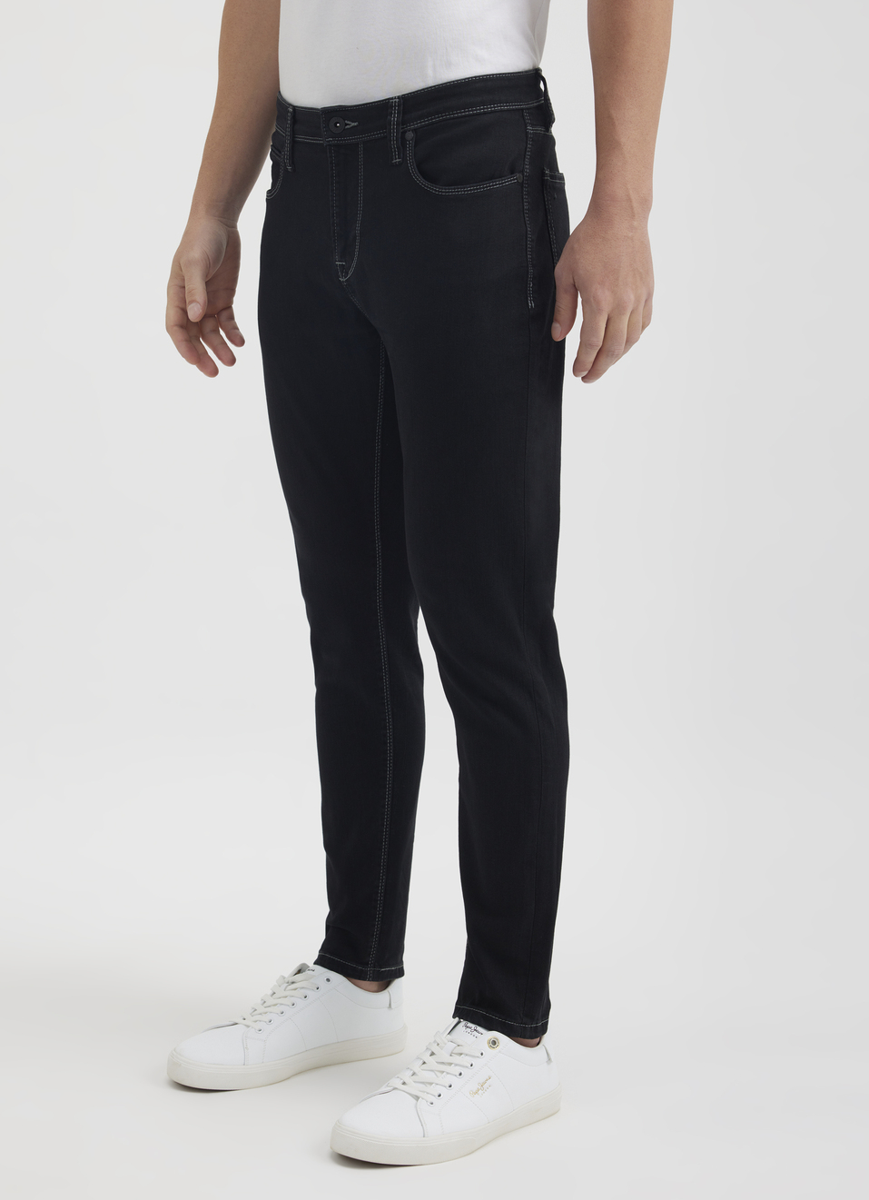 Men Black Mid Rise Skinny Ankle Length Powerflex Jeans, , large image number 3