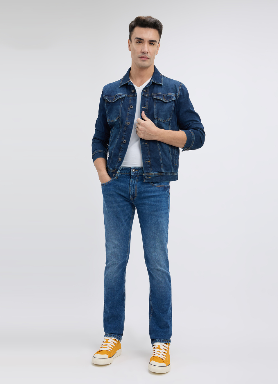 Men Blue Slim Fit Mid Rise Jeans , , large image number 0