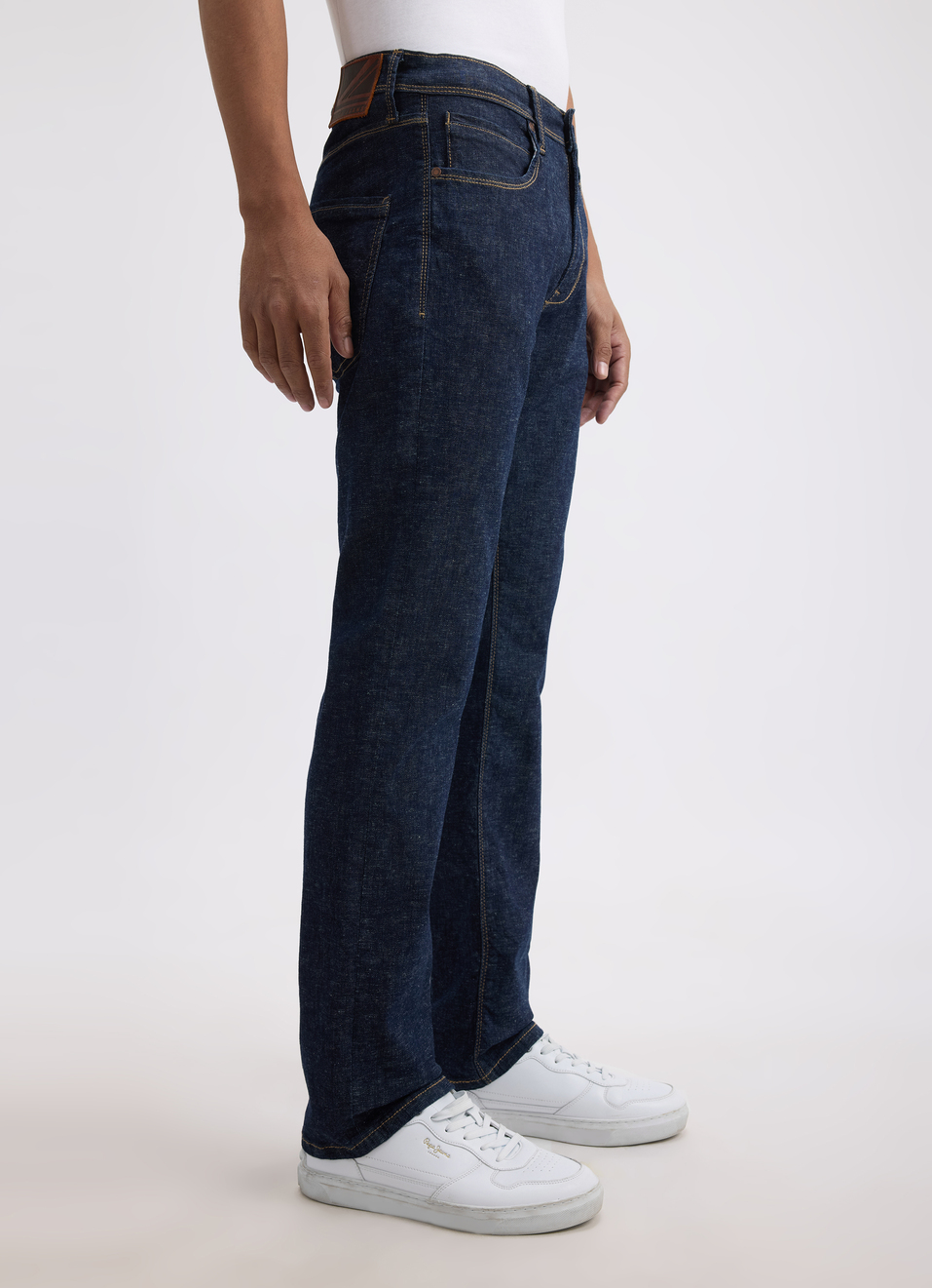 Men Dark Blue Mid Rise Slim Jeans, , large image number 2
