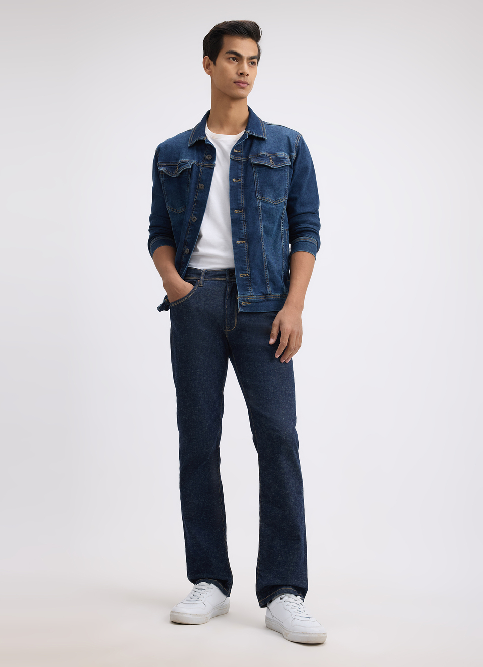 Men Dark Blue Mid Rise Slim Jeans, , large image number 0