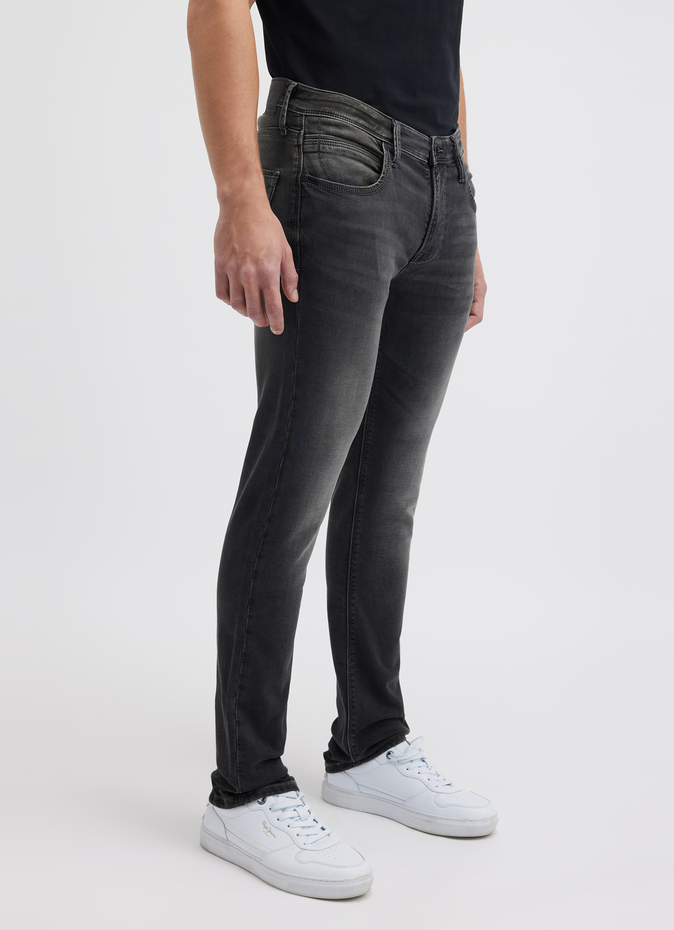 Men Black Mid Rise Slim Gymindigo Jogger Like Jeans, , large image number 3