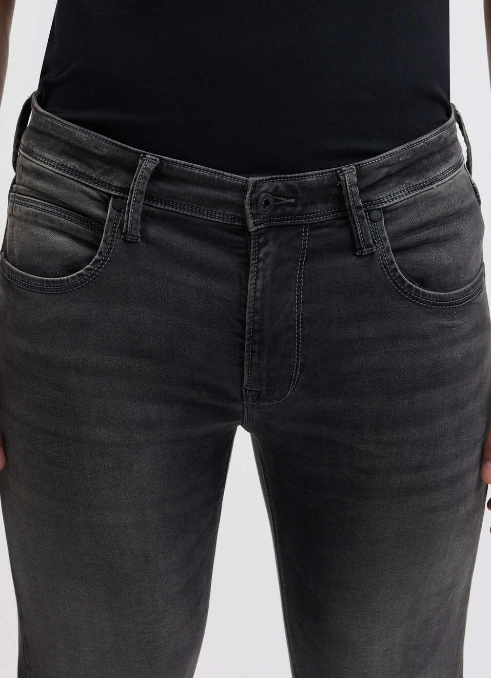 Men Black Mid Rise Slim Gymindigo Jogger Like Jeans, , large image number 4