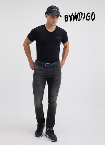 Men Black Mid Rise Slim Gymindigo Jogger Like Jeans