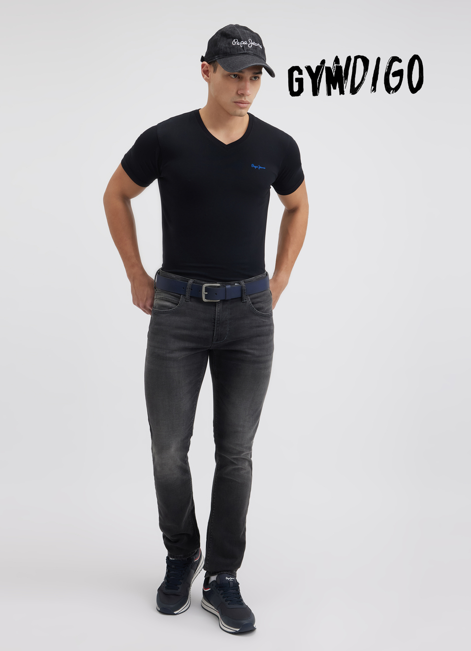 Men Black Mid Rise Slim Gymindigo Jogger Like Jeans, , large image number 0