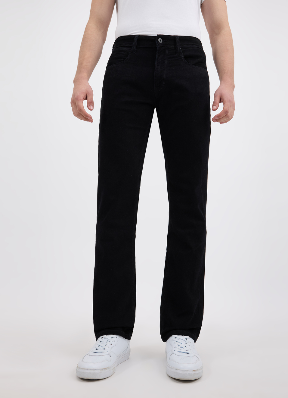 Men Black Mid Rise Straight Structured Jeans, , large image number 1