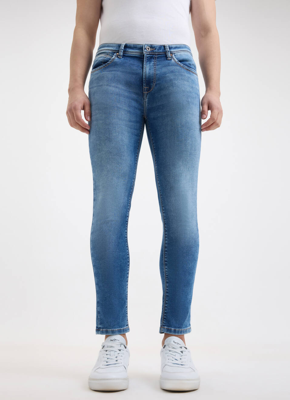 Men Blue Skinny Fit Mid Rise Jogger Like Jeans, , large image number 1