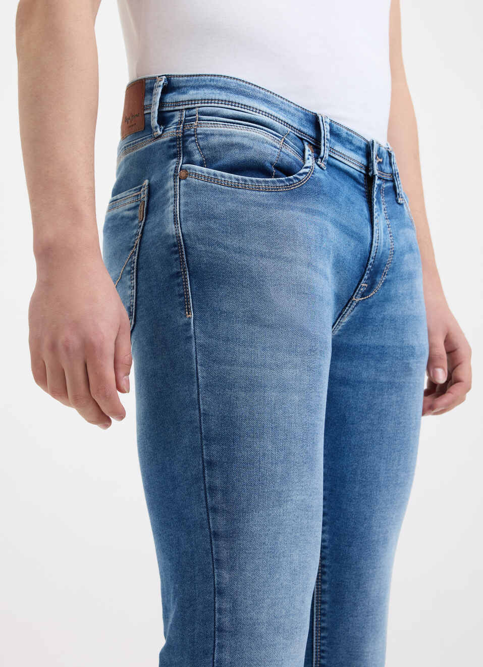 Men Blue Skinny Fit Mid Rise Jogger Like Jeans, , large image number 4