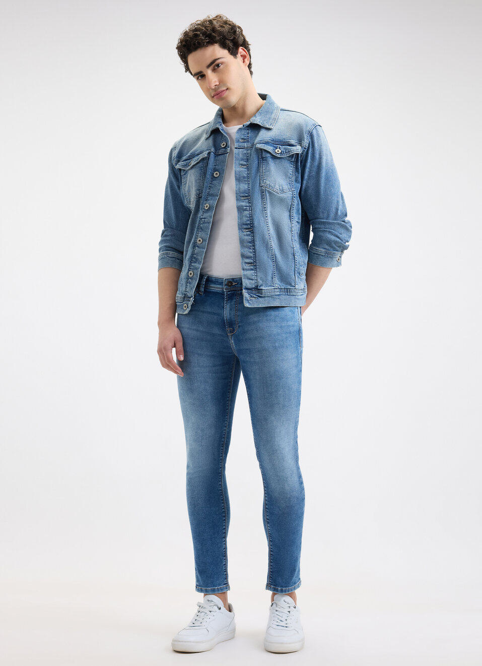 Men Blue Skinny Fit Mid Rise Jogger Like Jeans, , large image number 5