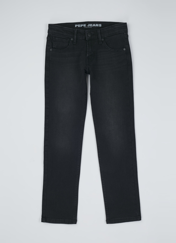 Boys Cashed Black Mid Rise Slim Jeans