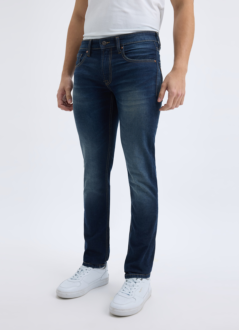 Men Blue Slim Fit Mid Rise Jeans, , large image number 4