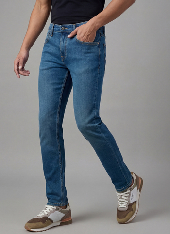 Men Blue Slim Fit Mid Rise All-climate Stretchable Jeans