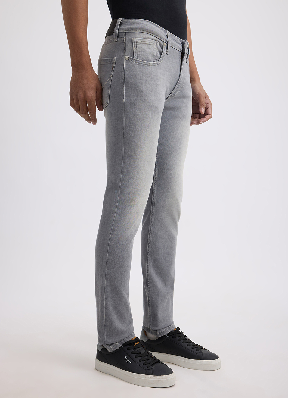 Men Grey Slim Fit Mid Rise All Climate Streachable Jeans, , large image number 5