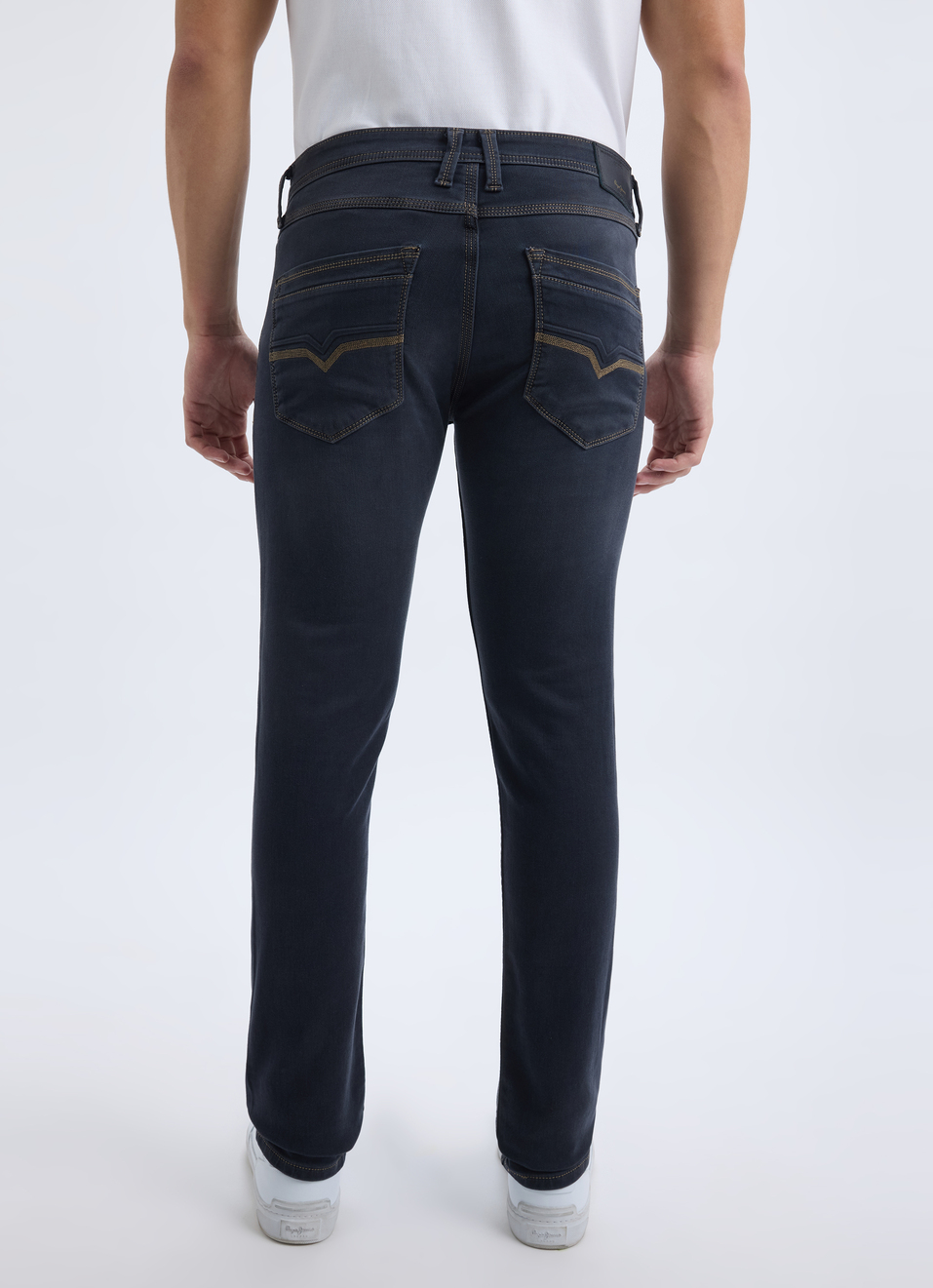 Men Dark Blue Mid Rise Slim Jeans, , large image number 2