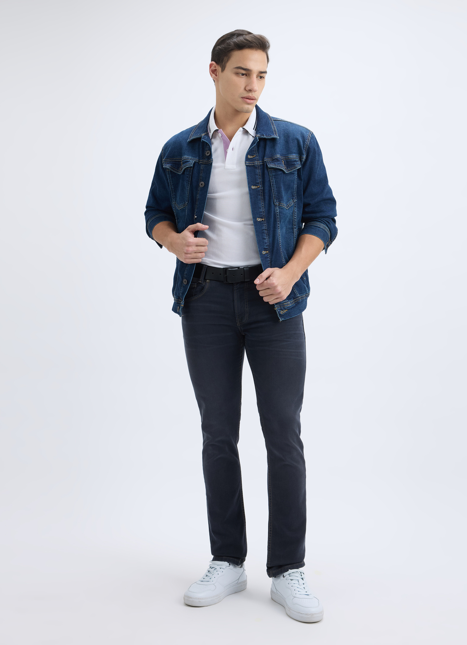 Men Dark Blue Mid Rise Slim Jeans, , large image number 7