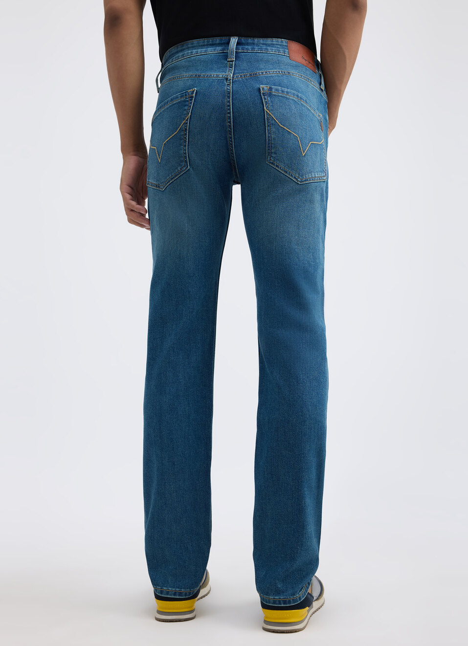 Men Blue Straight Mid Rise All-climate Stretchable Jeans, , large image number 2