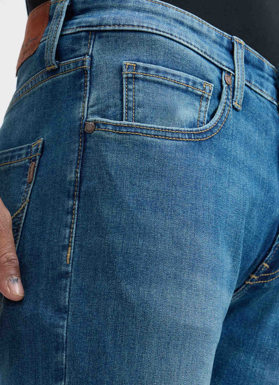 Men Blue Straight Mid Rise All-climate Stretchable Jeans, , large image number 4