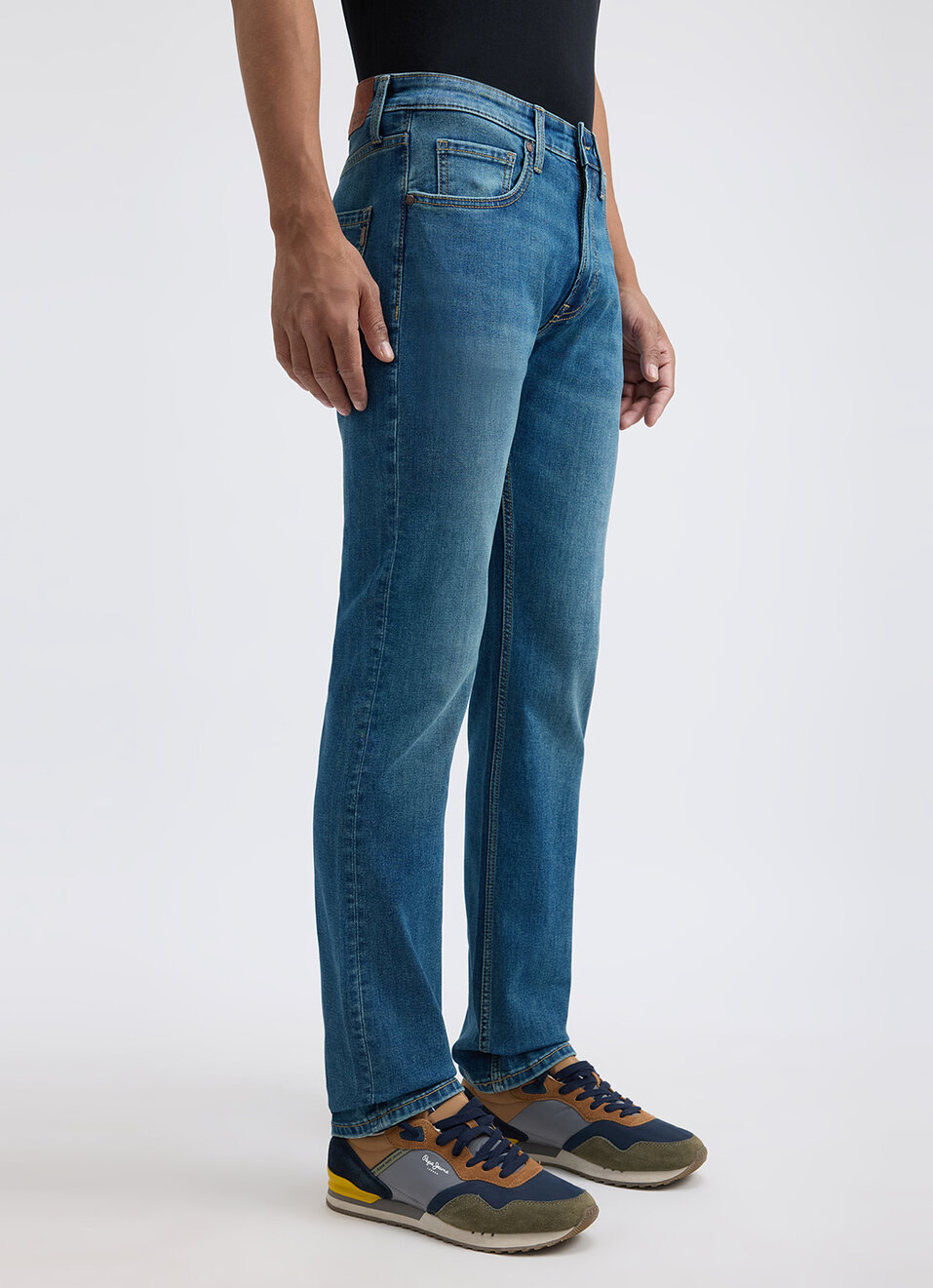 Men Blue Regular Fit Mid Rise All Climate Streachable Jeans, , large image number 4