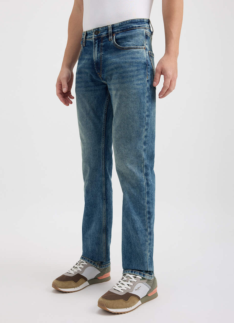 Men Blue Regular Fit Mid Rise All Climate Streachable Jeans, , large image number 4