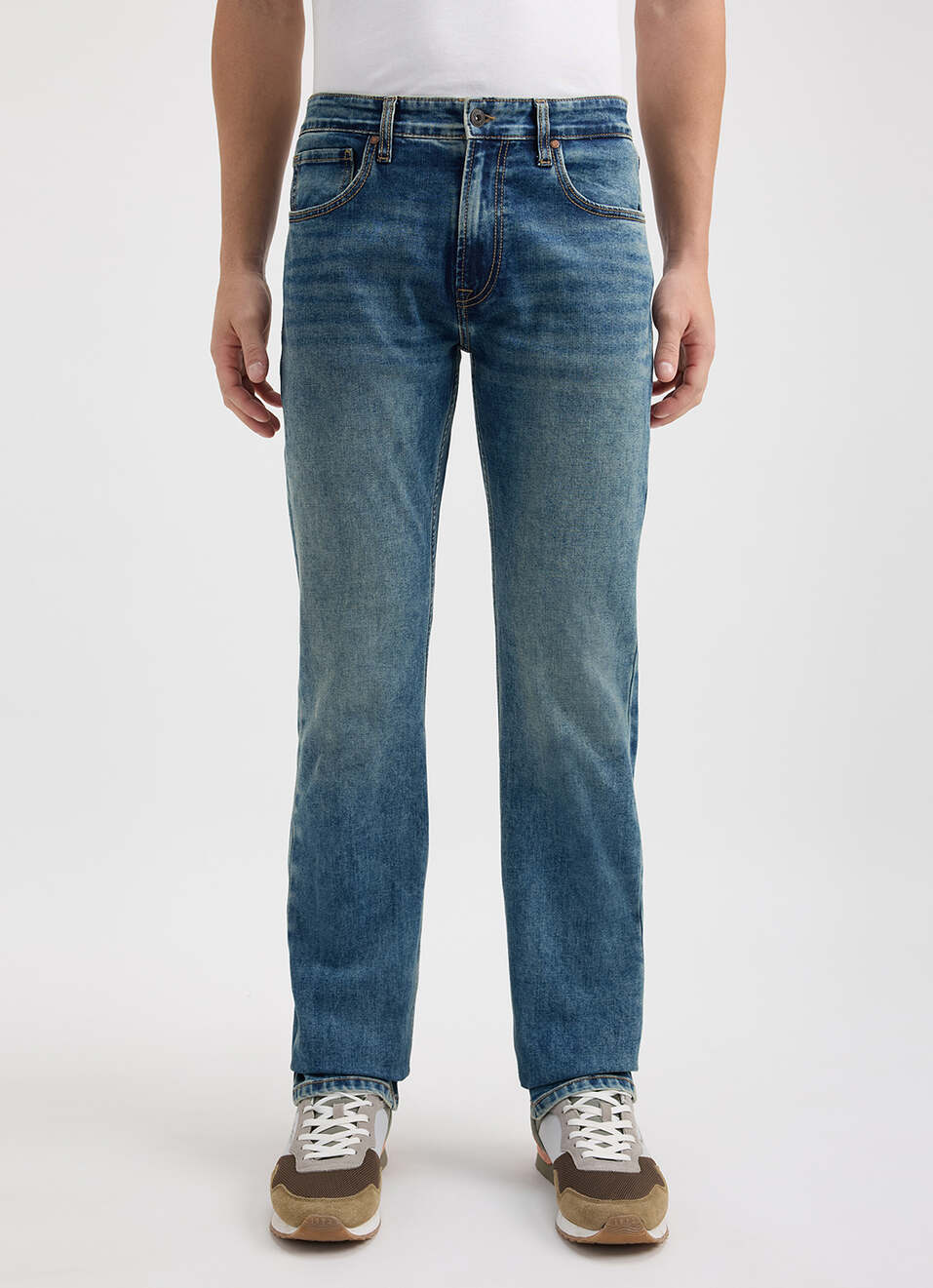 Men Blue Regular Fit Mid Rise All Climate Streachable Jeans, , large image number 5
