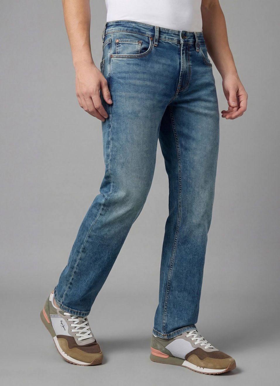 Men Blue Regular Fit Mid Rise All Climate Streachable Jeans, , large image number 0