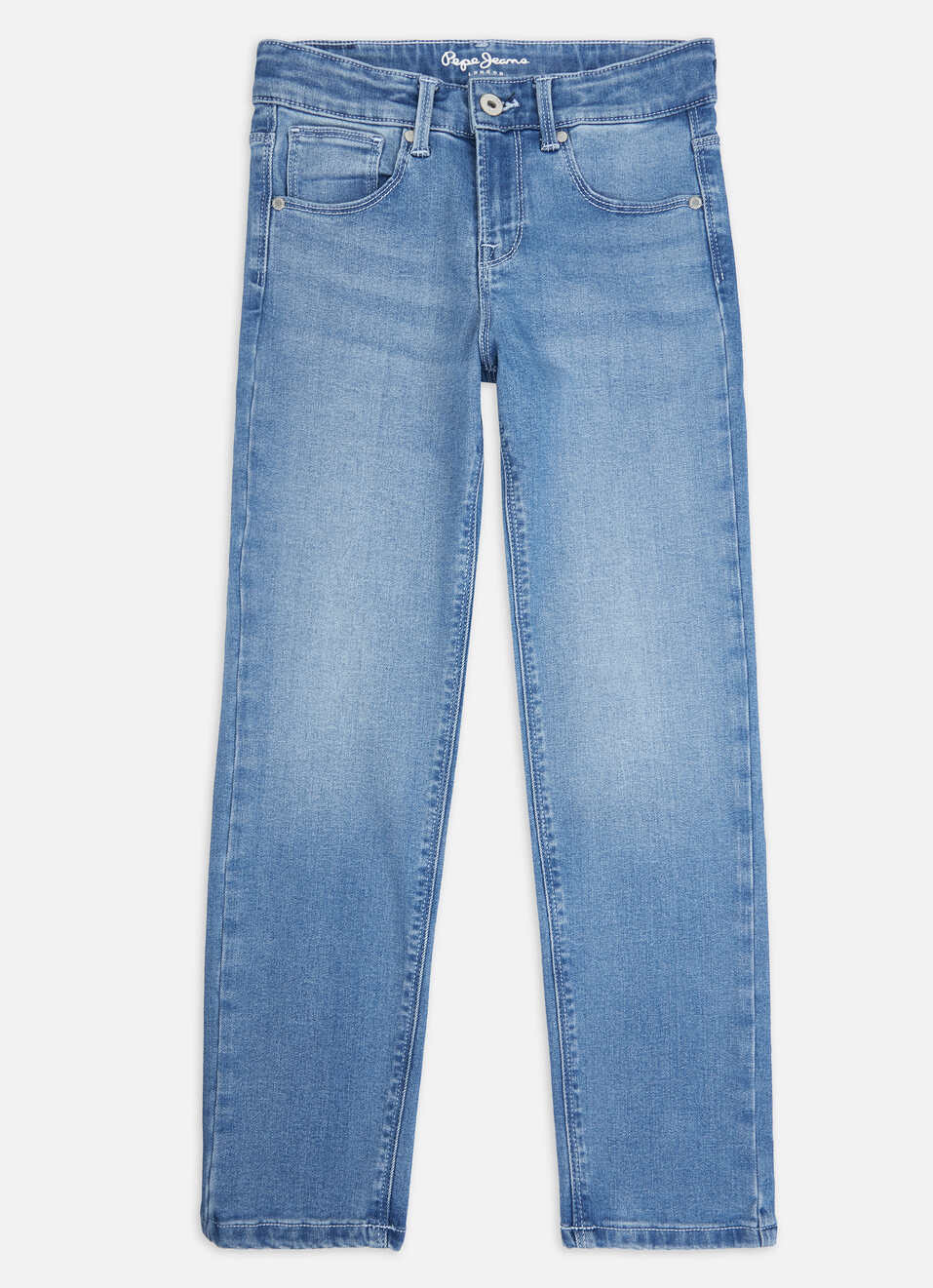 Boys Skater Blue Mid Rise Straight Leg Powerflex Jeans, , large image number 0
