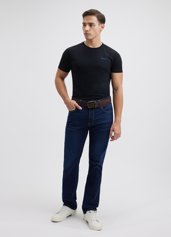 Men Dark Blue Straight Fit Mid Rise Jeans