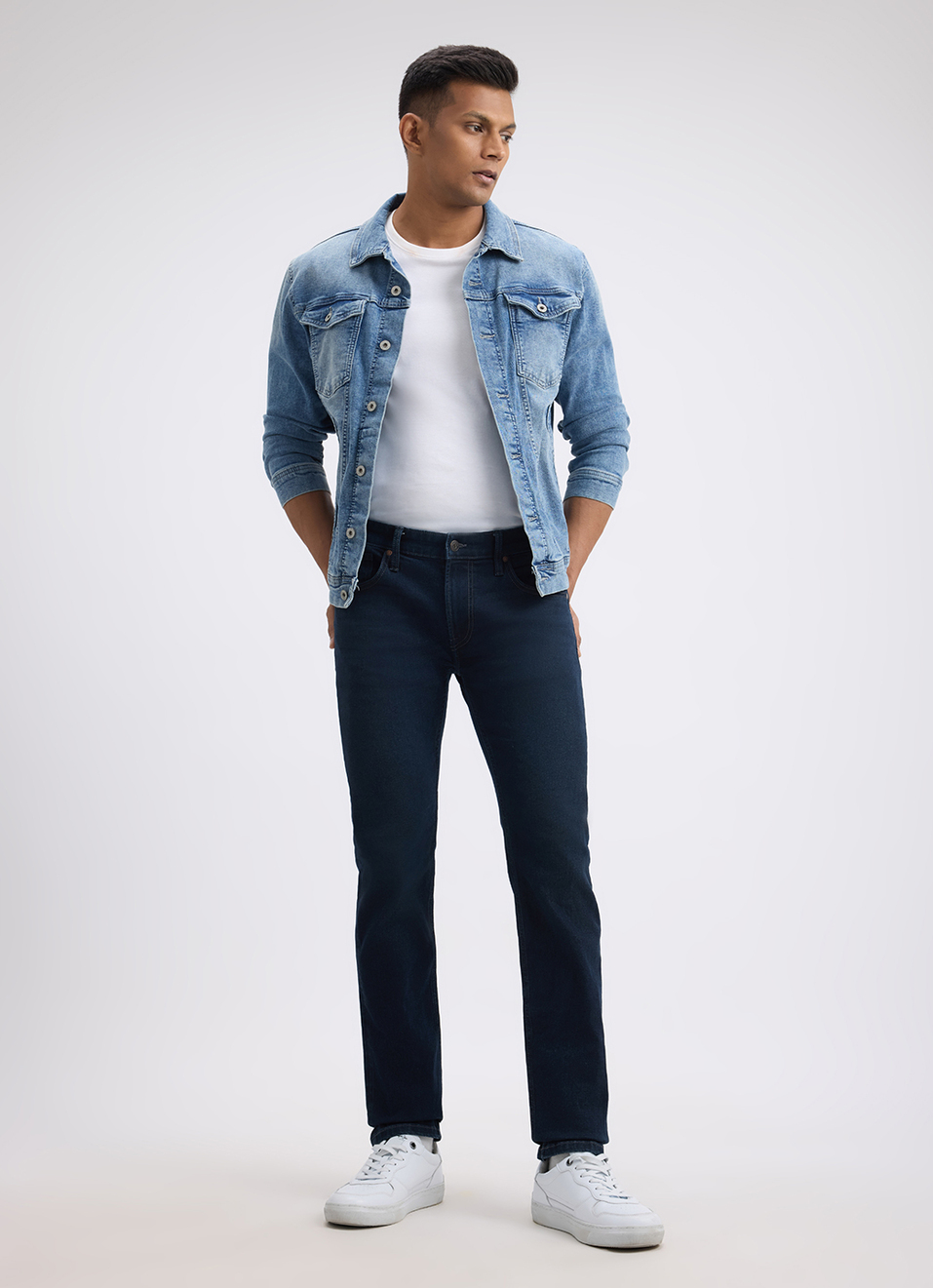 Men Blue Slim Fit Mid Rise Jeans , , large image number 1